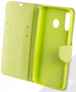 Forcell Fancy Book flipové pouzdro pro Samsung Galaxy M30 modrá limetkově zelená (blue lime) otevřené