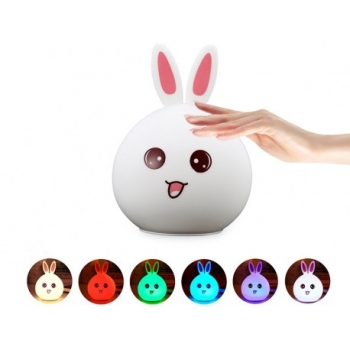 1Mcz Colorful Silicone Lamp Vysmátý Králíček noční lampička s nastavením RGB barvy bílá (white)