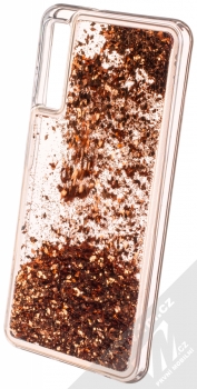 Sligo Liquid Sparkle Full ochranný kryt s přesýpacím efektem třpytek pro Samsung Galaxy A7 (2018) červeně zlatá (blush gold) animace 4