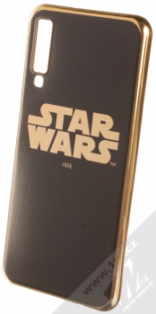 Star Wars Titulní Logo 002 TPU pokovený ochranný silikonový kryt s motivem pro Samsung Galaxy A7 (2018) černá zlatá (black gold)