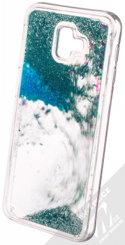 Vennus Liquid Pearl ochranný kryt s přesýpacím efektem třpytek pro Samsung Galaxy J6 Plus (2018) tyrkysová (turquoise) animace 1