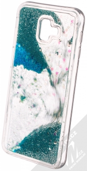 Vennus Liquid Pearl ochranný kryt s přesýpacím efektem třpytek pro Samsung Galaxy J6 Plus (2018) tyrkysová (turquoise) animace 2