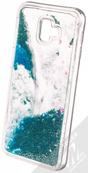 Vennus Liquid Pearl ochranný kryt s přesýpacím efektem třpytek pro Samsung Galaxy J6 Plus (2018) tyrkysová (turquoise) animace 3