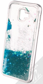 Vennus Liquid Pearl ochranný kryt s přesýpacím efektem třpytek pro Samsung Galaxy J6 Plus (2018) tyrkysová (turquoise) animace 4